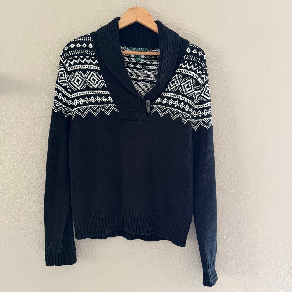Lauren Ralph Lauren Toggle Shawl Collar Sweater